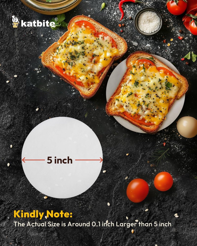 Katbite 200Pcs 5 Inch Parchment Paper Rounds, Extra Strong Heavy Duty & Non-stick for Patty Separating, Freezing, Springform Cake Tin, Toaster Oven, Tortilla Press - Image 3